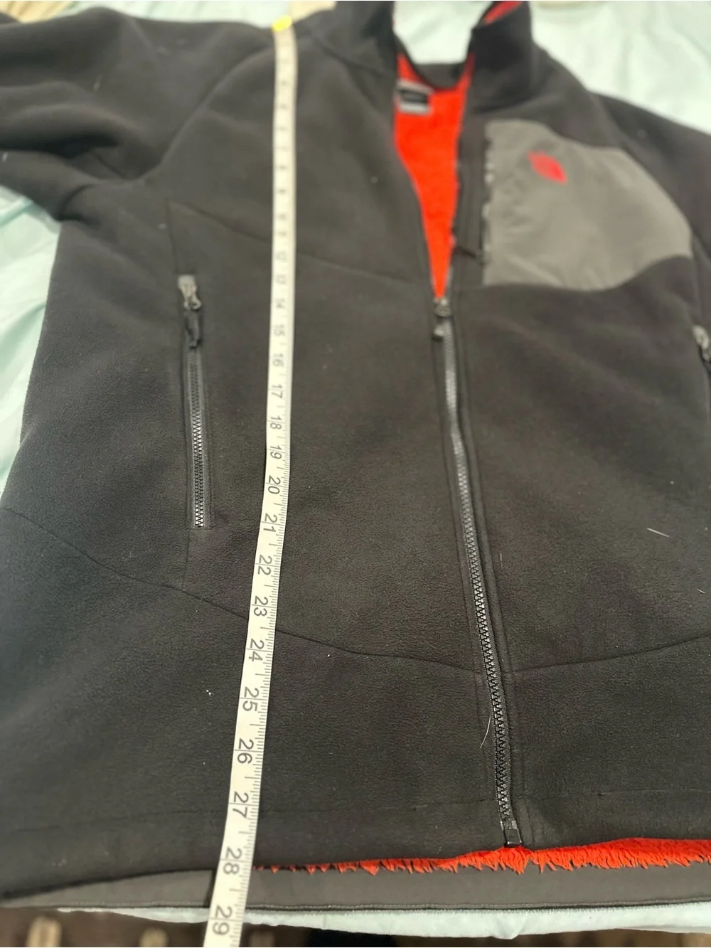 The North Face Jacket Sz:L Black Full Zip Chimborazo Fleece Red Sherpa Lined.